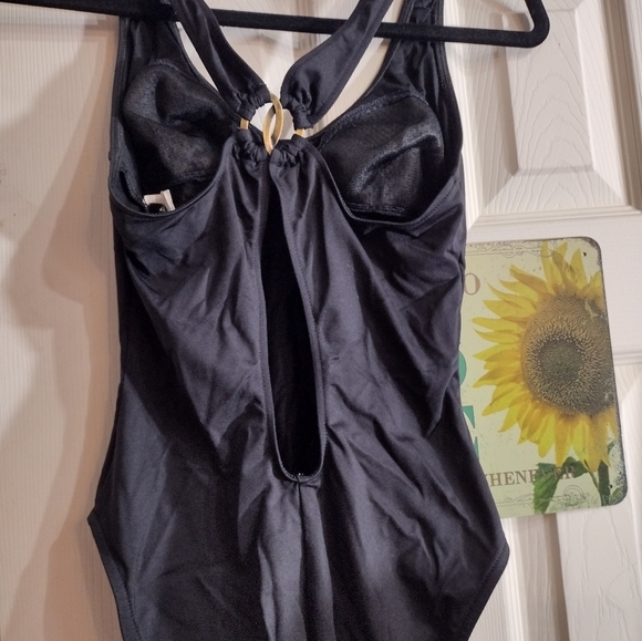 Lauren Ralph Lauren Women Size 8 Medium Black One Piece Swimsuit Scoop Neck - Picture 3 of 8